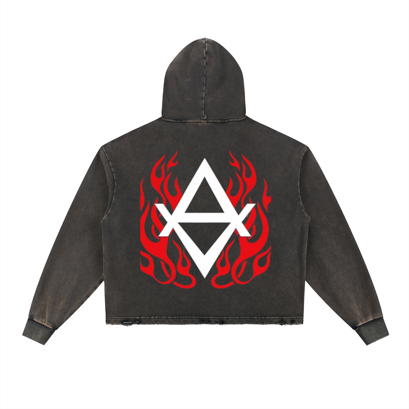 Vintage Washed Frayed-Hem Hoodie