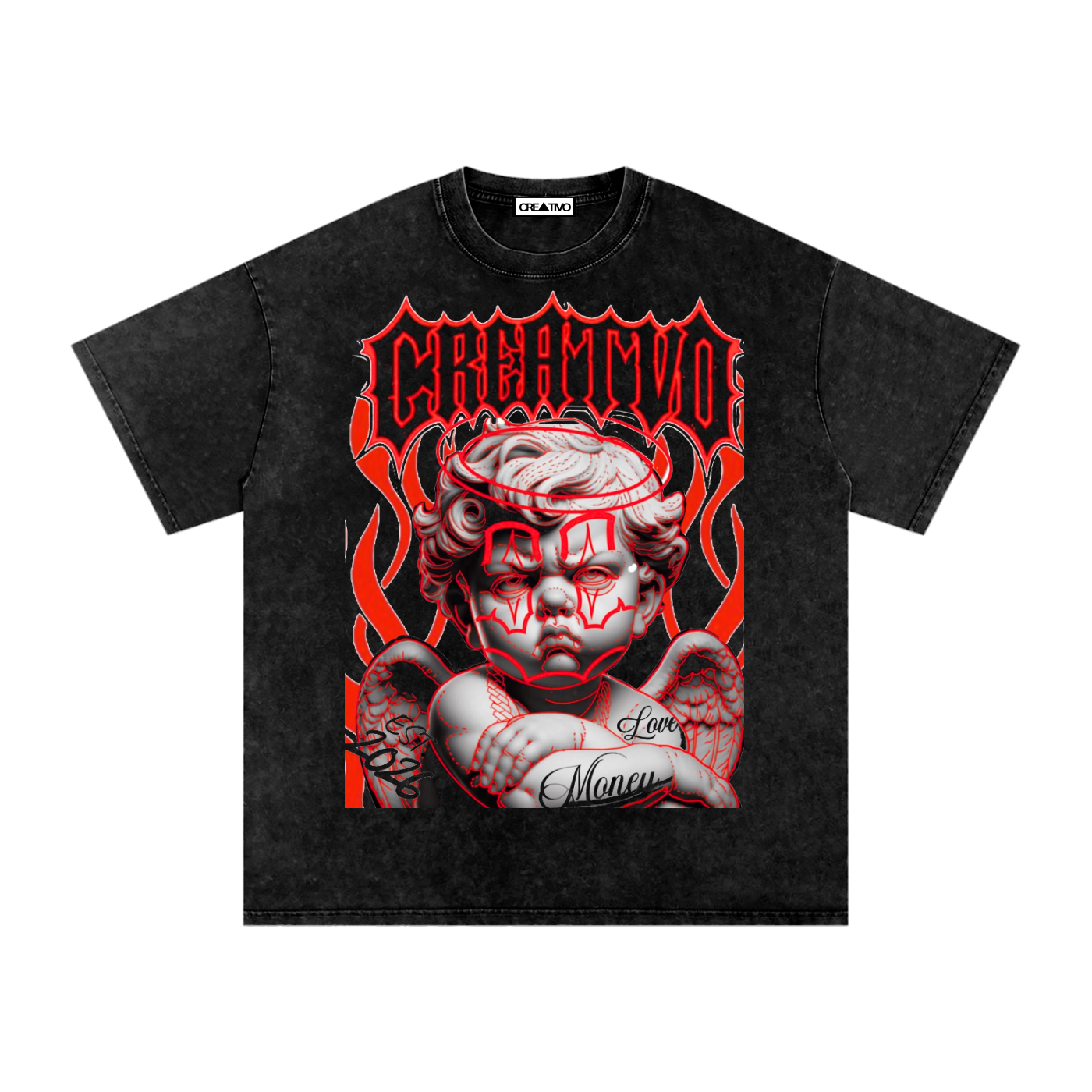 Snow Washed Oversized Cotton T-Shirt